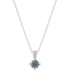 Gemstone Necklace in Sterling Silver, Round Pendant Size 6.5 * 6.5mm, 15