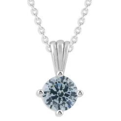 Gemstone Necklace in Sterling Silver, Round Pendant Size 6.5 * 6.5mm, 15