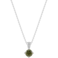 Gemstone Necklace in Sterling Silver, Round Pendant Size 6.5 * 6.5mm, 15
