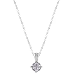 Gemstone Necklace in Sterling Silver, Round Pendant Size 6.5 * 6.5mm, 15