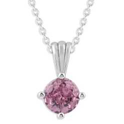 Gemstone Necklace in Sterling Silver, Round Pendant Size 6.5 * 6.5mm, 15