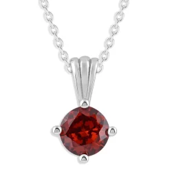 Gemstone Necklace in Sterling Silver, Round Pendant Size 6.5 * 6.5mm, 15
