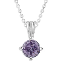 Gemstone Necklace in Sterling Silver, Round Pendant Size 6.5 * 6.5mm, 15