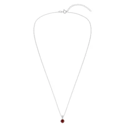 Gemstone Necklace in Sterling Silver, Round Pendant Size 6.5 * 6.5mm, 15