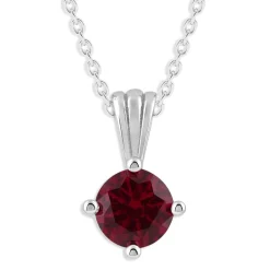 Gemstone Necklace in Sterling Silver, Round Pendant Size 6.5 * 6.5mm, 15