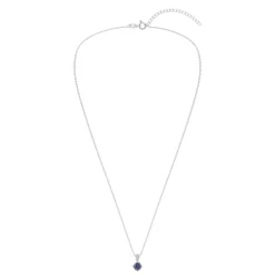 Gemstone Necklace in Sterling Silver, Round Pendant Size 6.5 * 6.5mm, 15