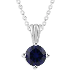 Gemstone Necklace in Sterling Silver, Round Pendant Size 6.5 * 6.5mm, 15