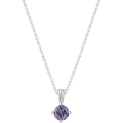 Gemstone Necklace in Sterling Silver, Round Pendant Size 6.5 * 6.5mm, 15
