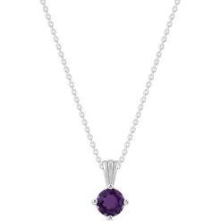 Gemstone Necklace in Sterling Silver, Round Pendant Size 6.5 * 6.5mm, 15