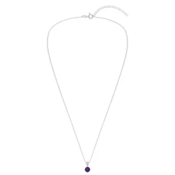 Gemstone Necklace in Sterling Silver, Round Pendant Size 6.5 * 6.5mm, 15