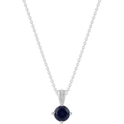 Gemstone Necklace in Sterling Silver, Round Pendant Size 6.5 * 6.5mm, 15