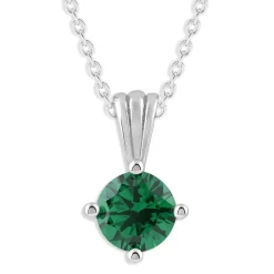 Gemstone Necklace in Sterling Silver, Round Pendant Size 6.5 * 6.5mm, 15