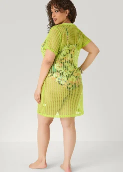 Given Kale V Neck Mesh Cover Up