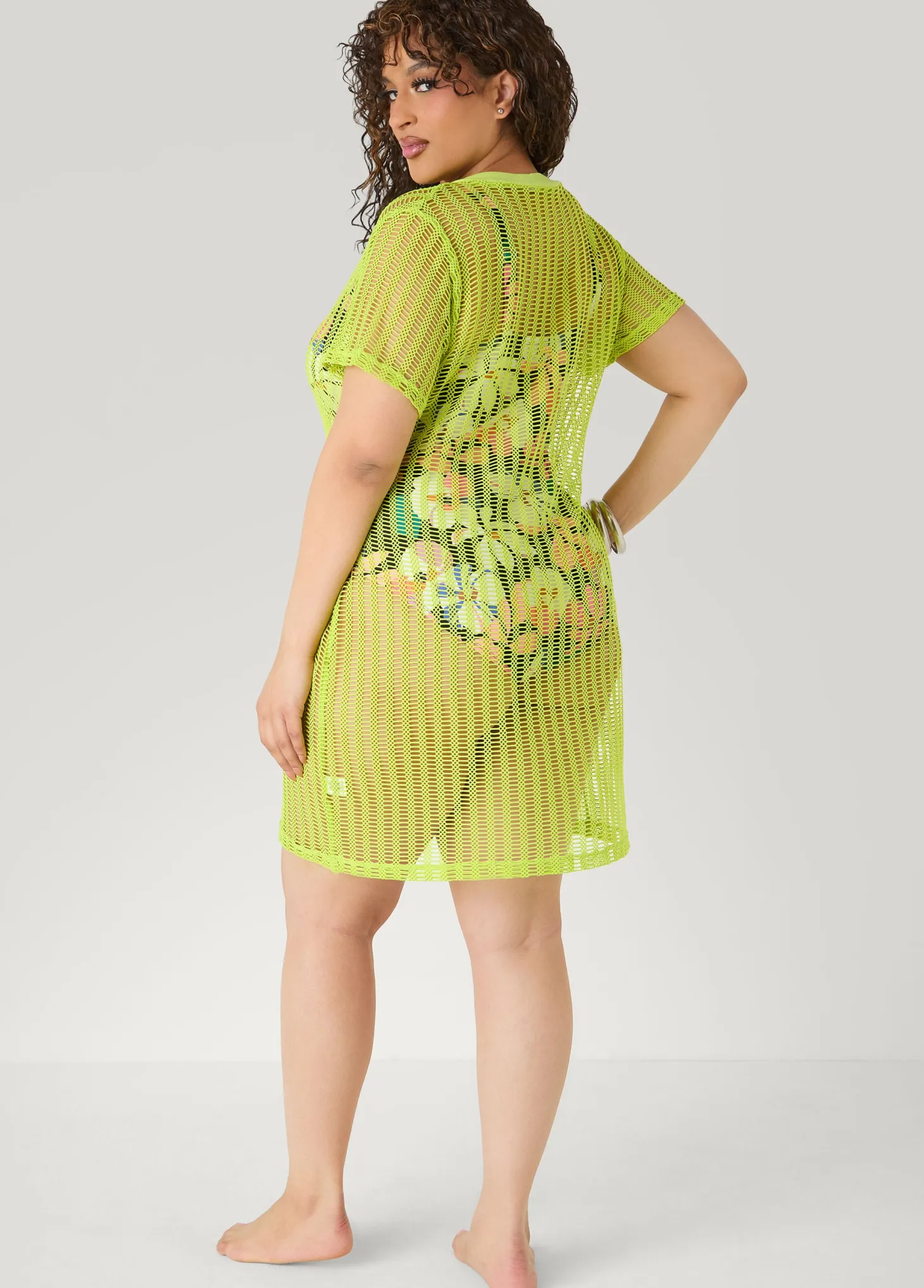 Given Kale V Neck Mesh Cover Up