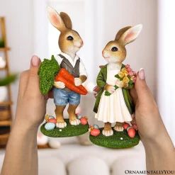 Harvest and Bloom Country Bunny Figurine Set