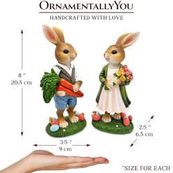 Harvest and Bloom Country Bunny Figurine Set