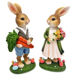 Harvest and Bloom Country Bunny Figurine Set