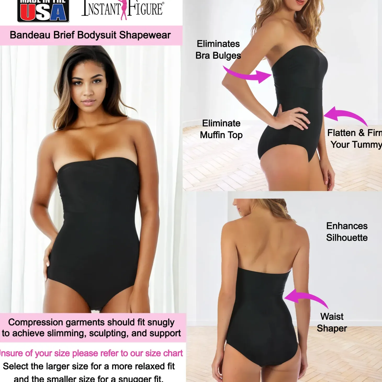 InstantFigure Bandeau Shapewear Bodysuit