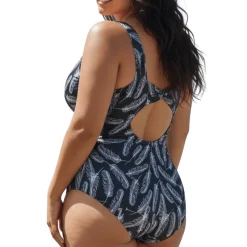 InstantFigure Feather Open Back Swimsuit