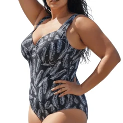 InstantFigure Feather Open Back Swimsuit