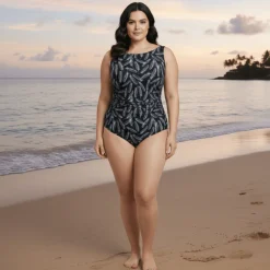 InstantFigure Feathers High Neck Swimsuit