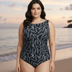 InstantFigure Feathers High Neck Swimsuit