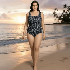 InstantFigure Feathers Scoop Back Swimsuit