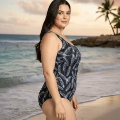 InstantFigure Feathers Scoop Back Swimsuit
