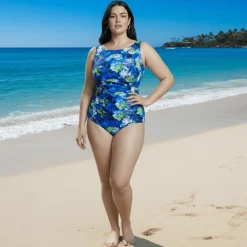 InstantFigure Floral High Neck Swimsuit