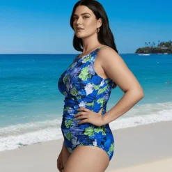 InstantFigure Floral High Neck Swimsuit