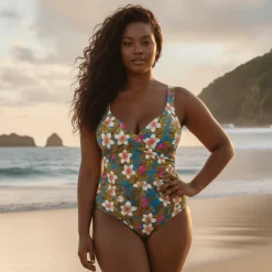 InstantFigure Hawaii Faux Wrap Swimsuit