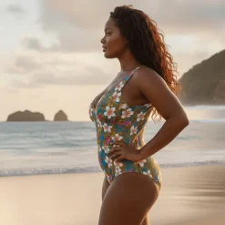 InstantFigure Hawaii Faux Wrap Swimsuit