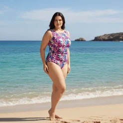 InstantFigure High Neck Floral Swimsuit
