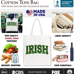 Irish Sequined Canvas Tote Bag