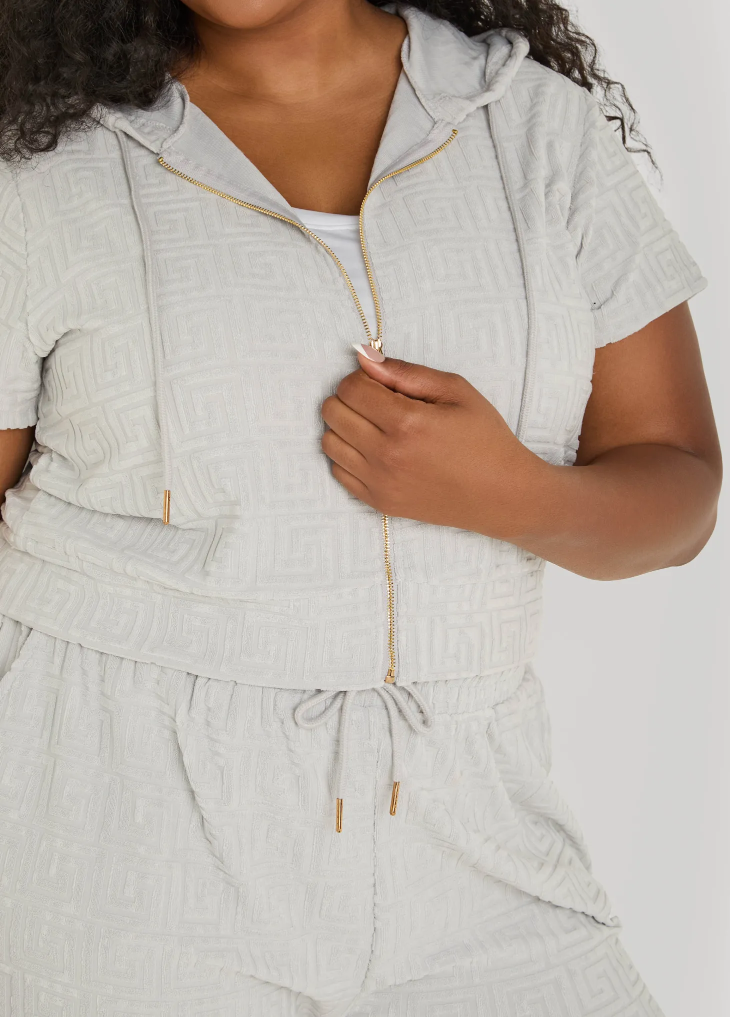 Jacquard Zip Front Hoodie