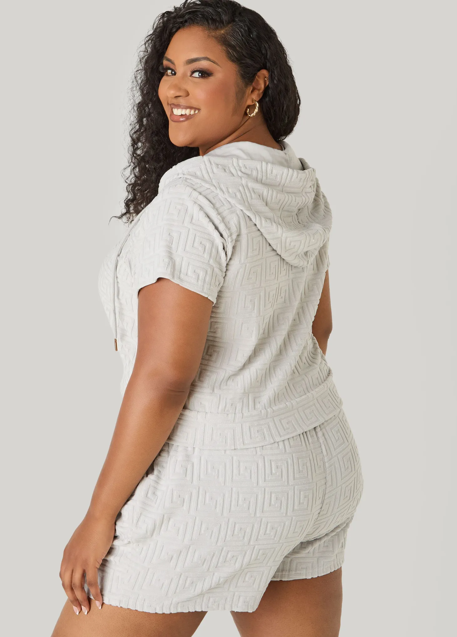 Jacquard Zip Front Hoodie