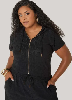Jacquard Zip Front Hoodie