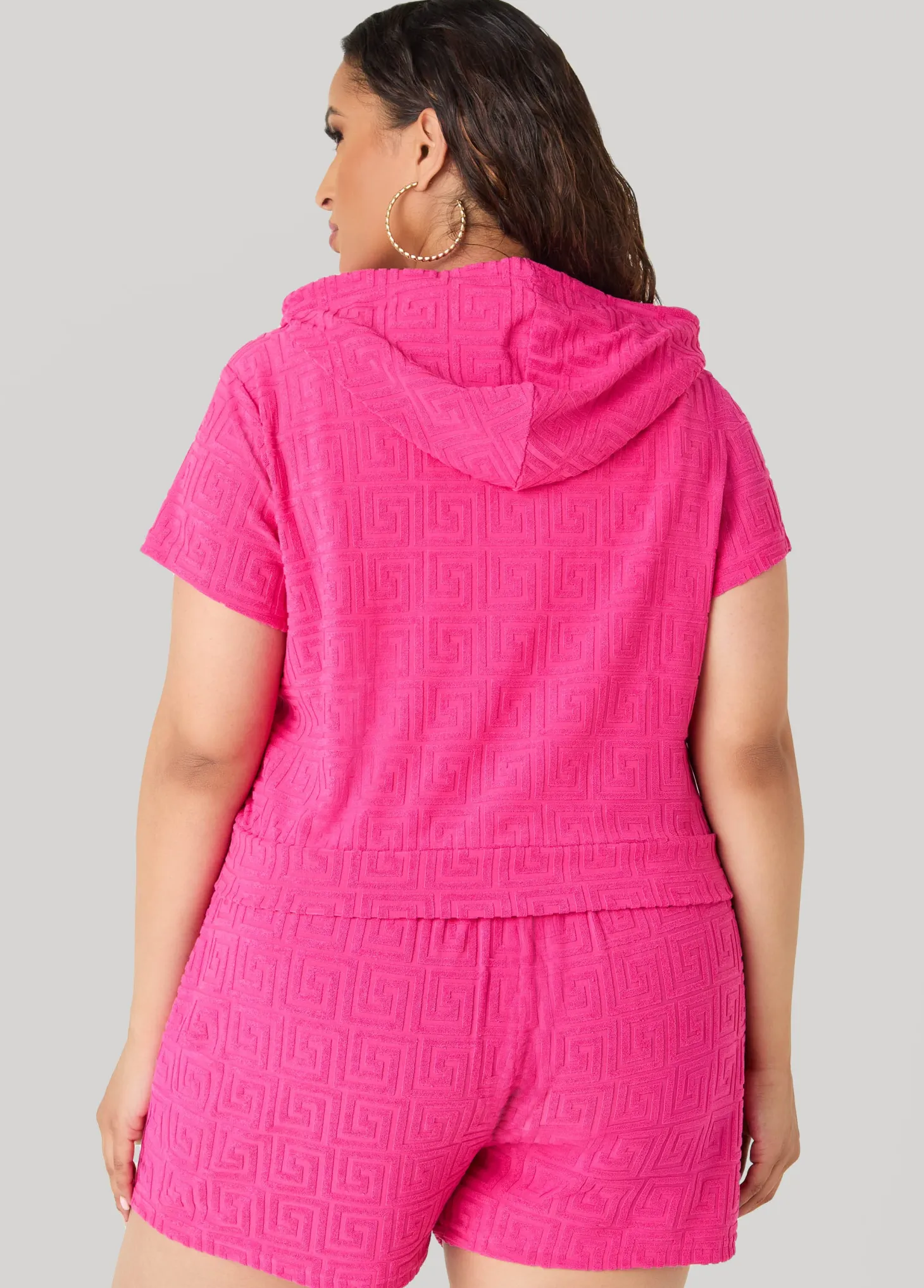 Jacquard Zip Front Hoodie