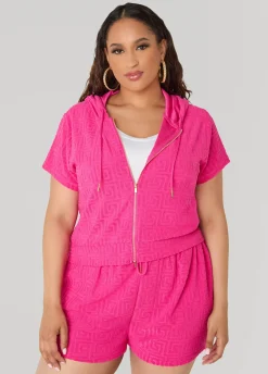 Jacquard Zip Front Hoodie