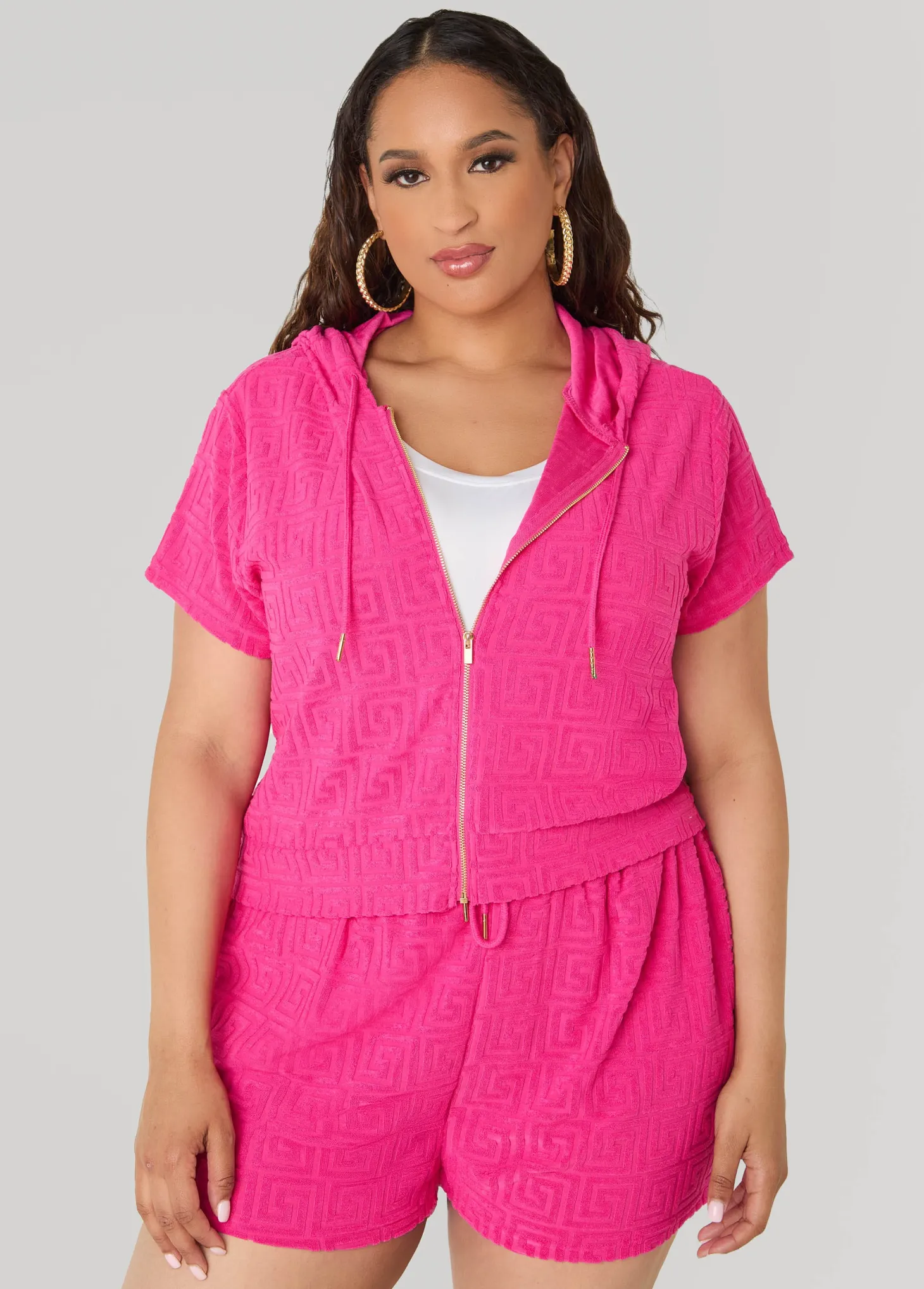 Jacquard Zip Front Hoodie