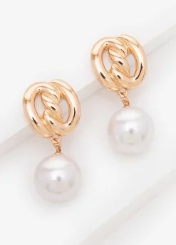 Knotted Faux Pearl Drop Earrings