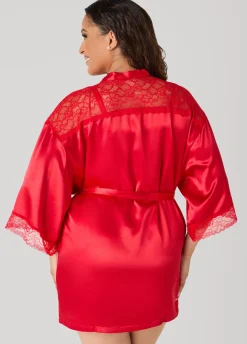 Lace Paneled Satin Robe