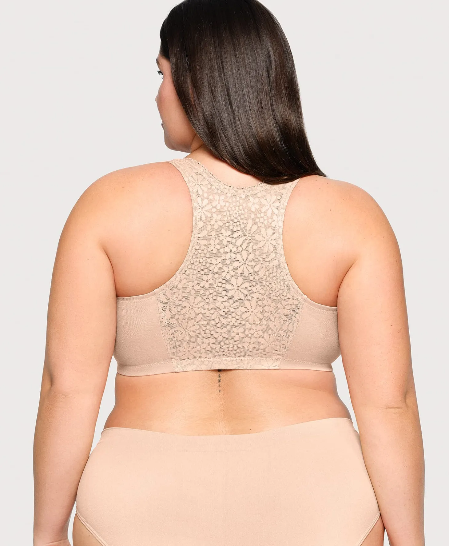 Lace Panel T Back Comfort Bra