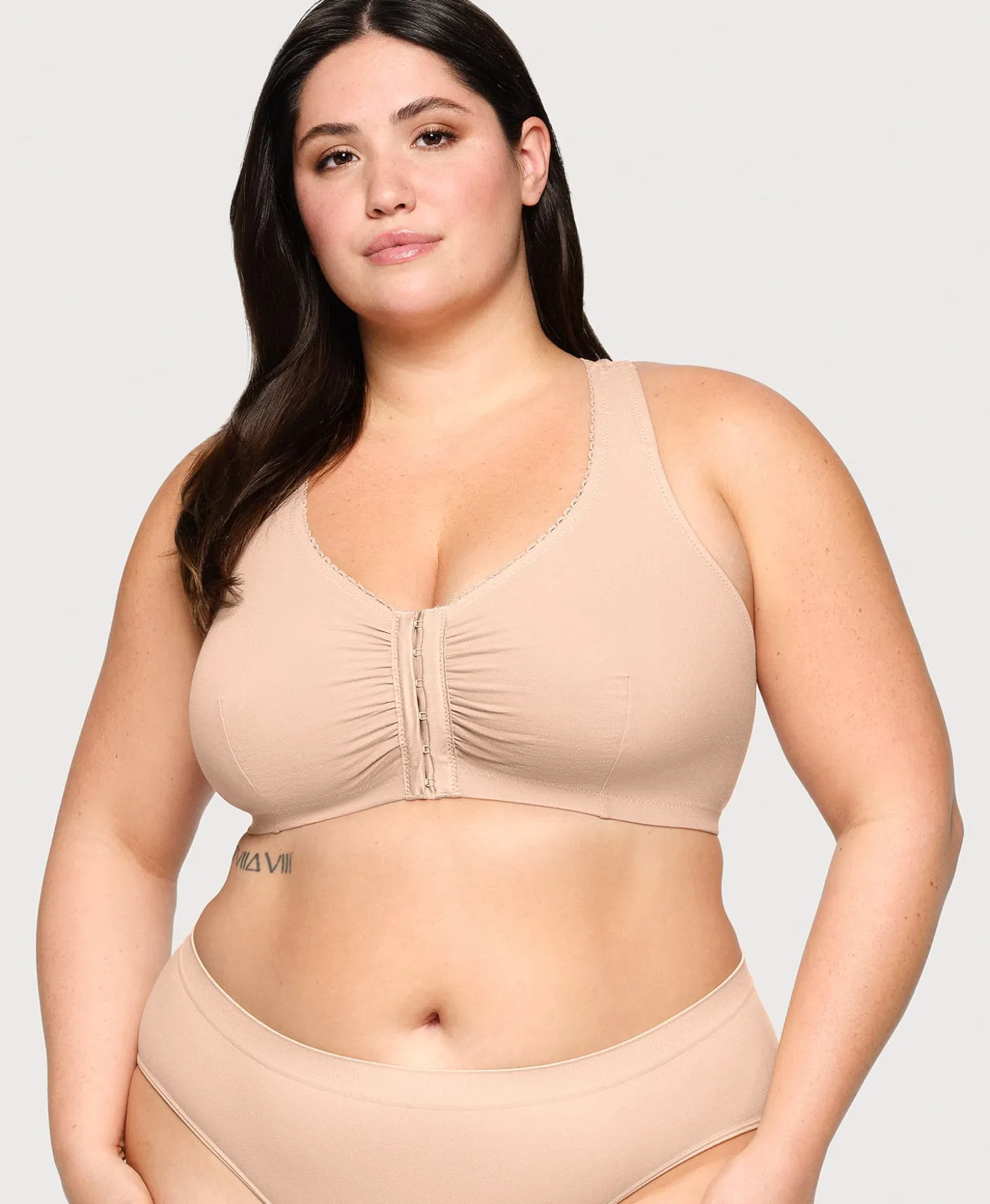 Lace Panel T Back Comfort Bra