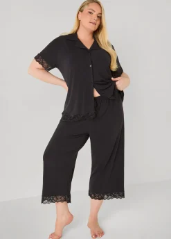 Lace Trimmed Jersey Pajama Set