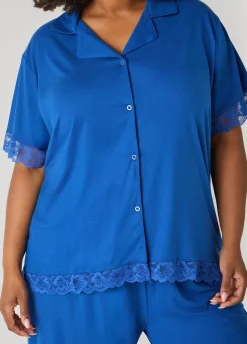 Lace Trimmed Jersey Pajama Set