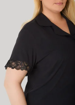 Lace Trimmed Jersey Pajama Set