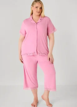 Lace Trimmed Jersey Pajama Set