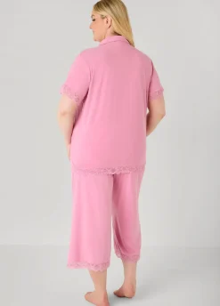Lace Trimmed Jersey Pajama Set