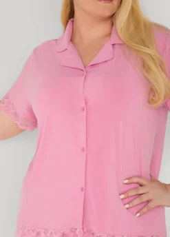 Lace Trimmed Jersey Pajama Set